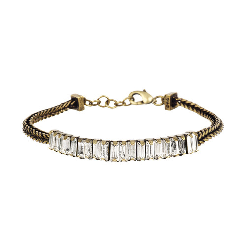 Petite Baguette + Chain Bracelet on a white background