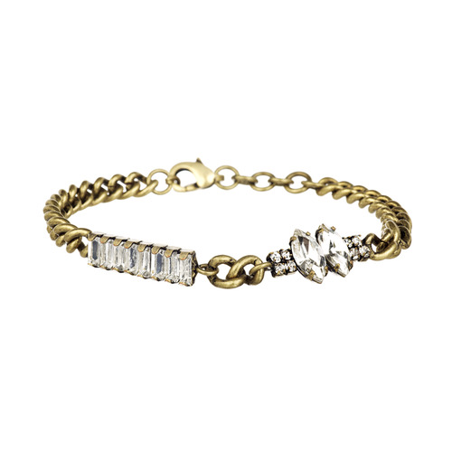 Petite Crystal Station + Chain Bracelet on a white background