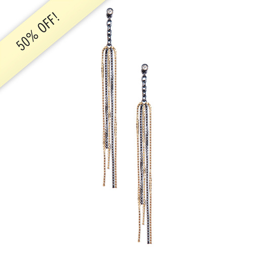 Multi Chain Linear Earrings on a white background