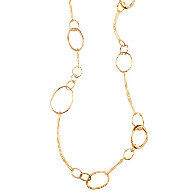 Long Organic Link And Chain Necklace on a white background