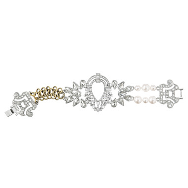 Chain + Pearl Bracelet on a white background