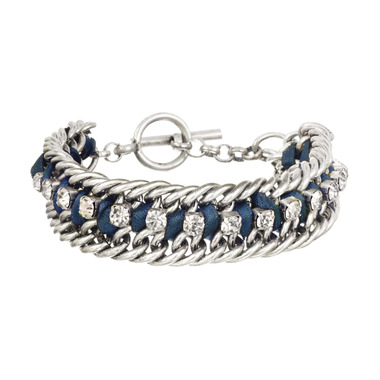 Crystal Studded Ribbon Chain Bracelet on a white background