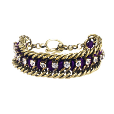 Crystal Studded Ribbon Chain Bracelet on a white background