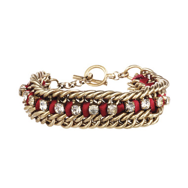 Crystal Studded Ribbon Chain Bracelet on a white background