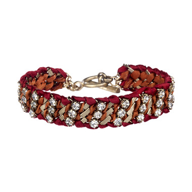 Crystal Studded Ribbon Chain Bracelet on a white background