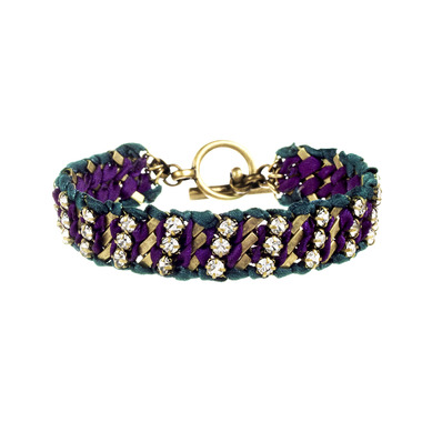 Crystal Studded Ribbon Chain Bracelet on a white background