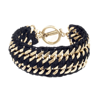 Wide Ribbon Chain Bracelet on a white background