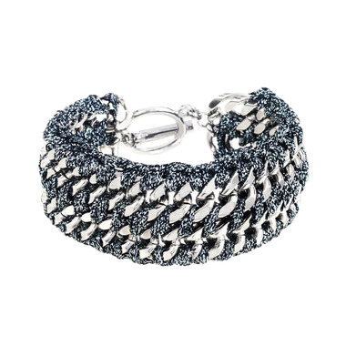 Wide Ribbon Chain Bracelet on a white background