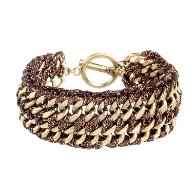 Wide Ribbon Chain Bracelet on a white background