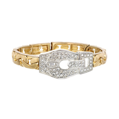 Pave Belt Buckle Bracelet on a white background