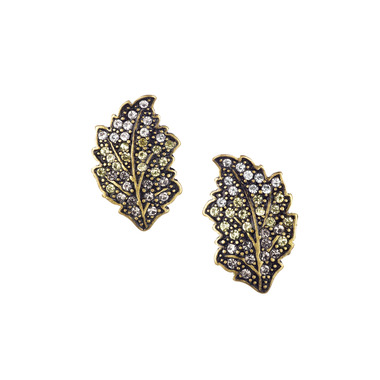Pave Leaf Clip-On Earrings on a white background