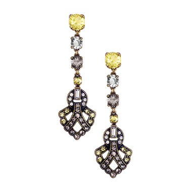 Stone Drop Linear Earrings on a white background
