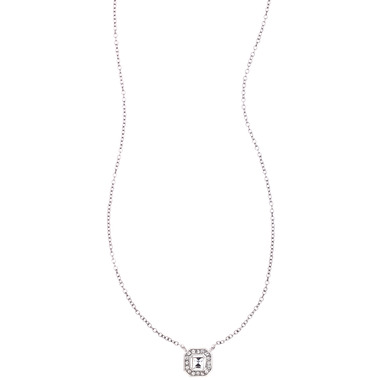 Crystal Square Pendant Necklace  on a white background