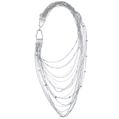 Multi-Strand Chain Bib Necklace on a white background