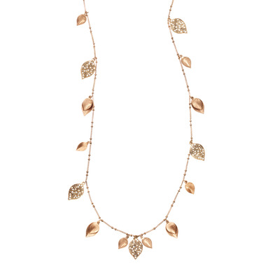 Long Layering Leaf Necklace on a white background