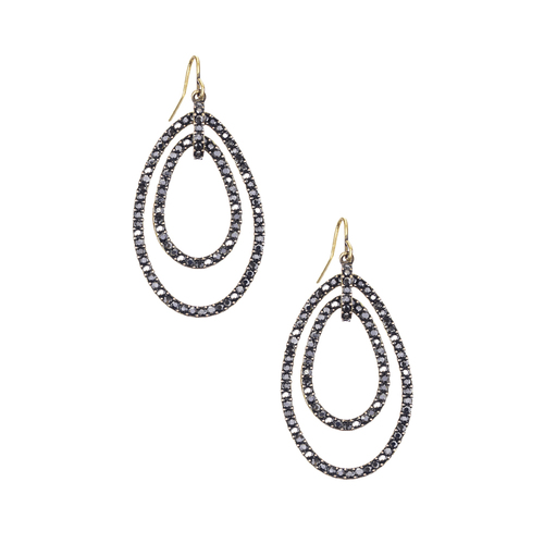 Crystal Pave Link Double Drop Earrings on a white background