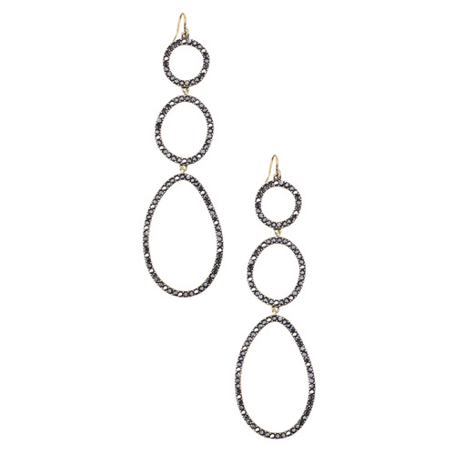 Crystal Pave Link Long Drop Earrings on a white background