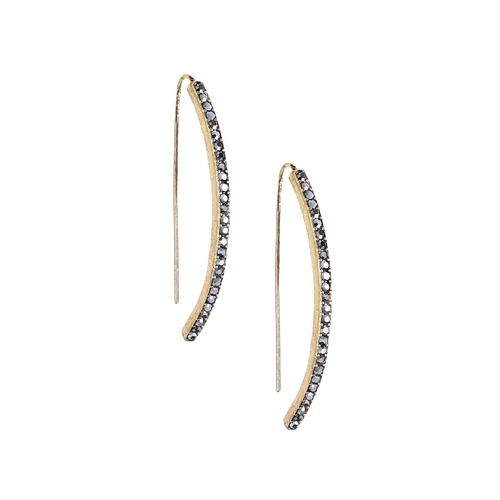 Crystal Pave Curved Stick Earrings on a white background