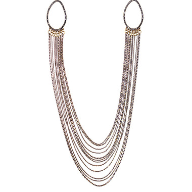 Black + Gold Chain Pave Link Necklace on a white background