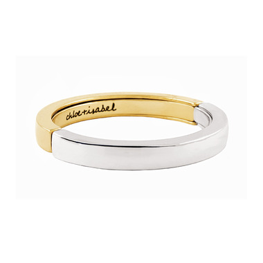 Two Tone Metal Round Stretch Bracelet on a white background