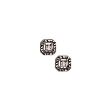 Crystal Square Stud Earrings on a white background