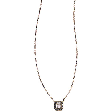 Crystal Square Pendant Necklace  on a white background