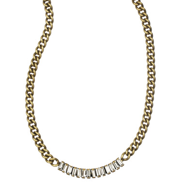 Petite Baguette Stone Necklace on a white background