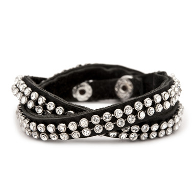 Crystal Studded Leather Wrap on a white background
