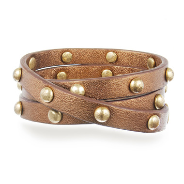 Studded Leather Wrap Bracelet on a white background