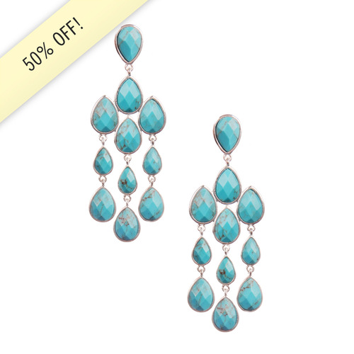 Semi Precious Teardrop Chandelier Earrings on a white background